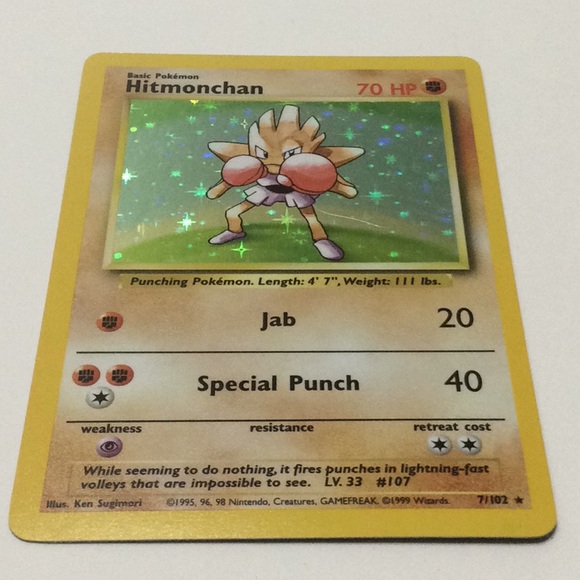 rare hitmonchan pokemon card 1998 Stadium Japanese #107 Rocket's Holo PSA 6 Weakness Psychic 2 Resistance None None Retreat Cost Rare Hitmonchan 70Hp #7 Pokmon